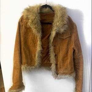 Leather Jacket with Faux Fur